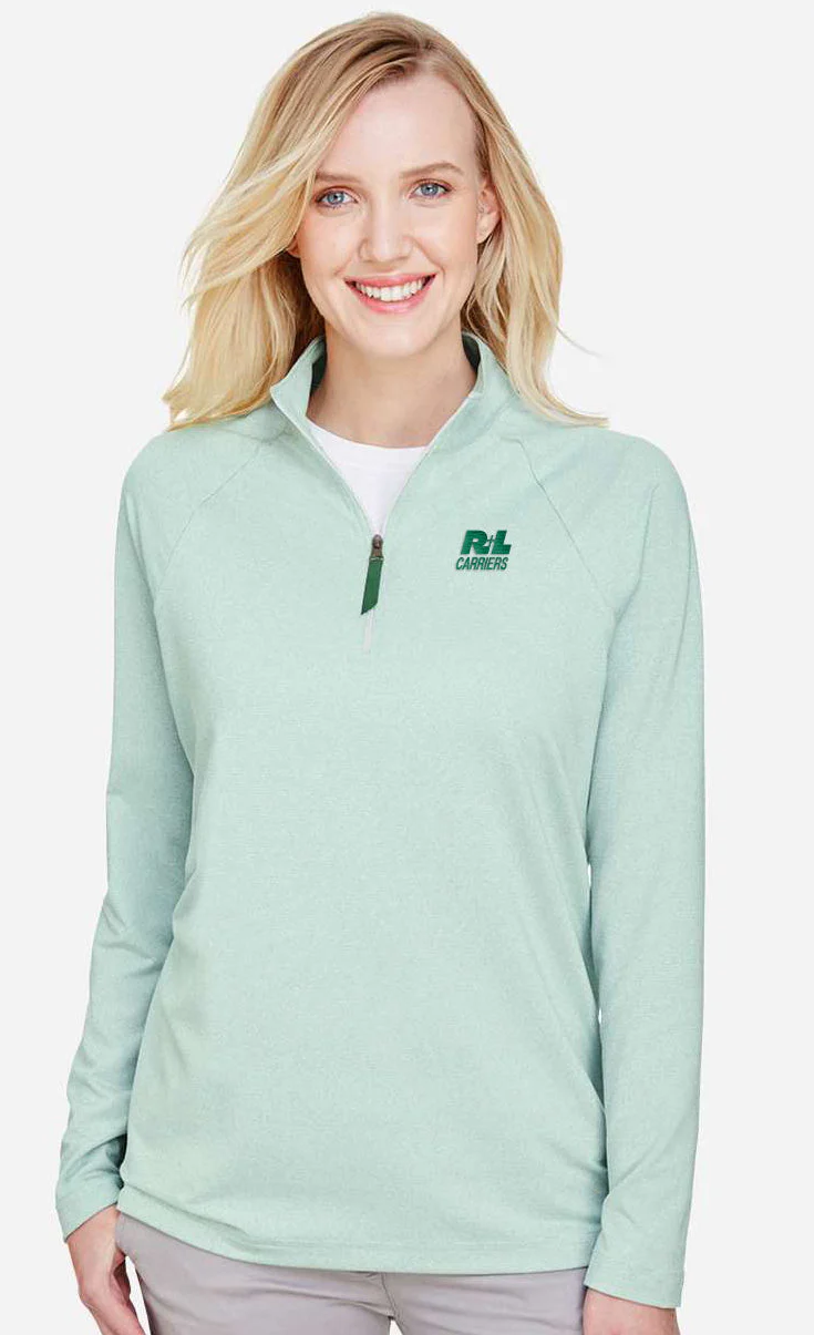 Devon & Jones Women's CrownLux Performance® Clubhouse Micro-Stripe Quarter-Zip Pullover
